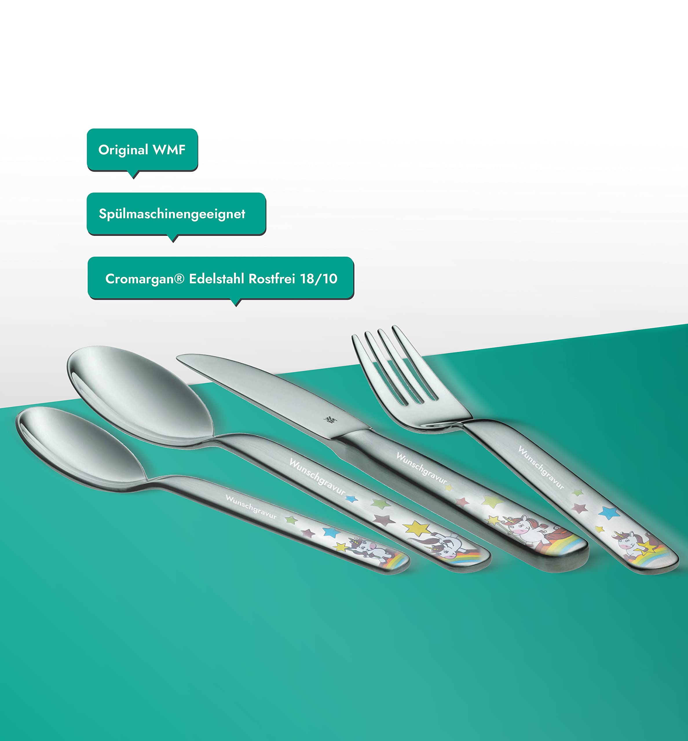 wmf-kinderbesteck-einhorn-mit-gravur-4-teilig-cromargan-edelstahl-18-10-personal image 3