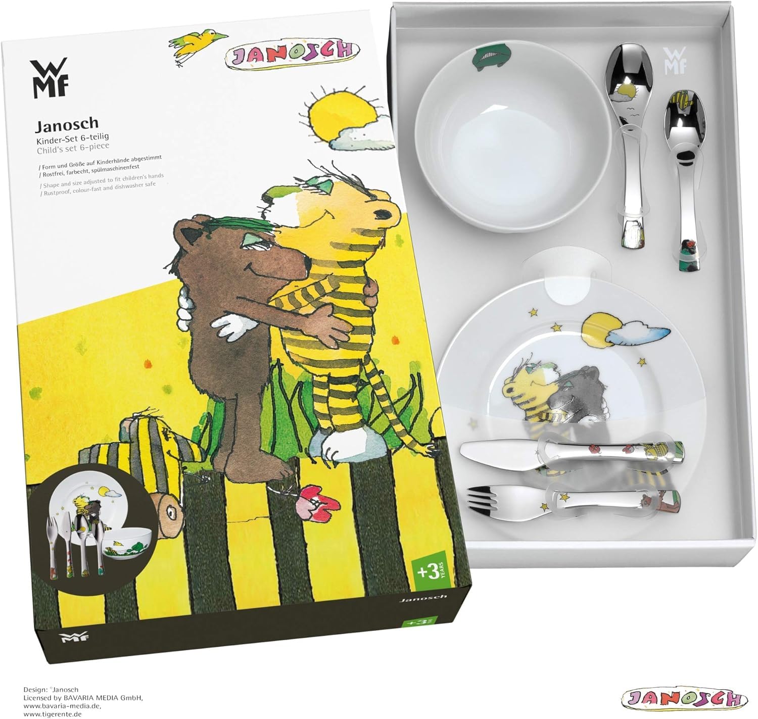wmf-janosch-kindergeschirr-set-6-teilig-mit-namensgravur-porzellan-teller-schale image 2