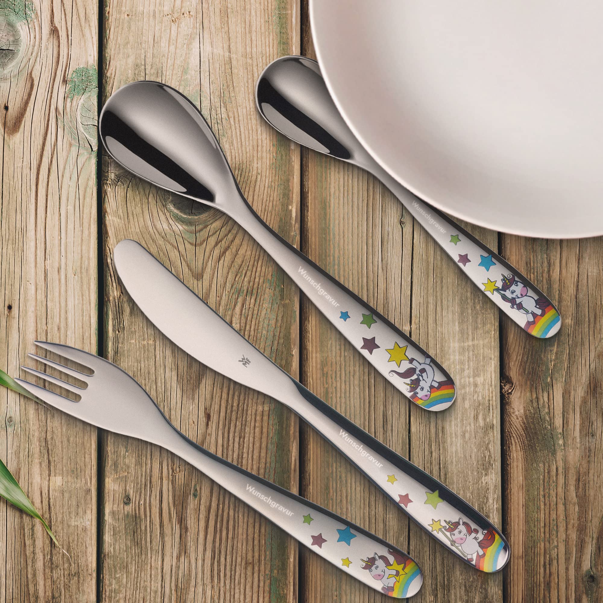 wmf-kinderbesteck-einhorn-mit-gravur-4-teilig-cromargan-edelstahl-18-10-personal image 2